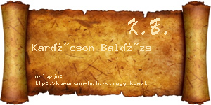 Karácson Balázs névjegykártya
