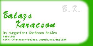 balazs karacson business card
