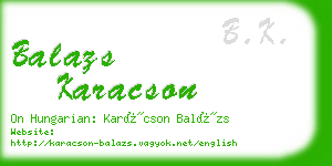 balazs karacson business card
